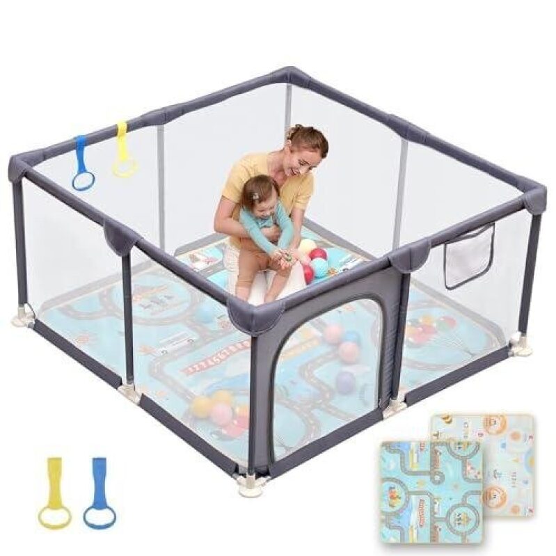 Portable 47-inch Baby Playpen with Waterproof Cover - 40% Off