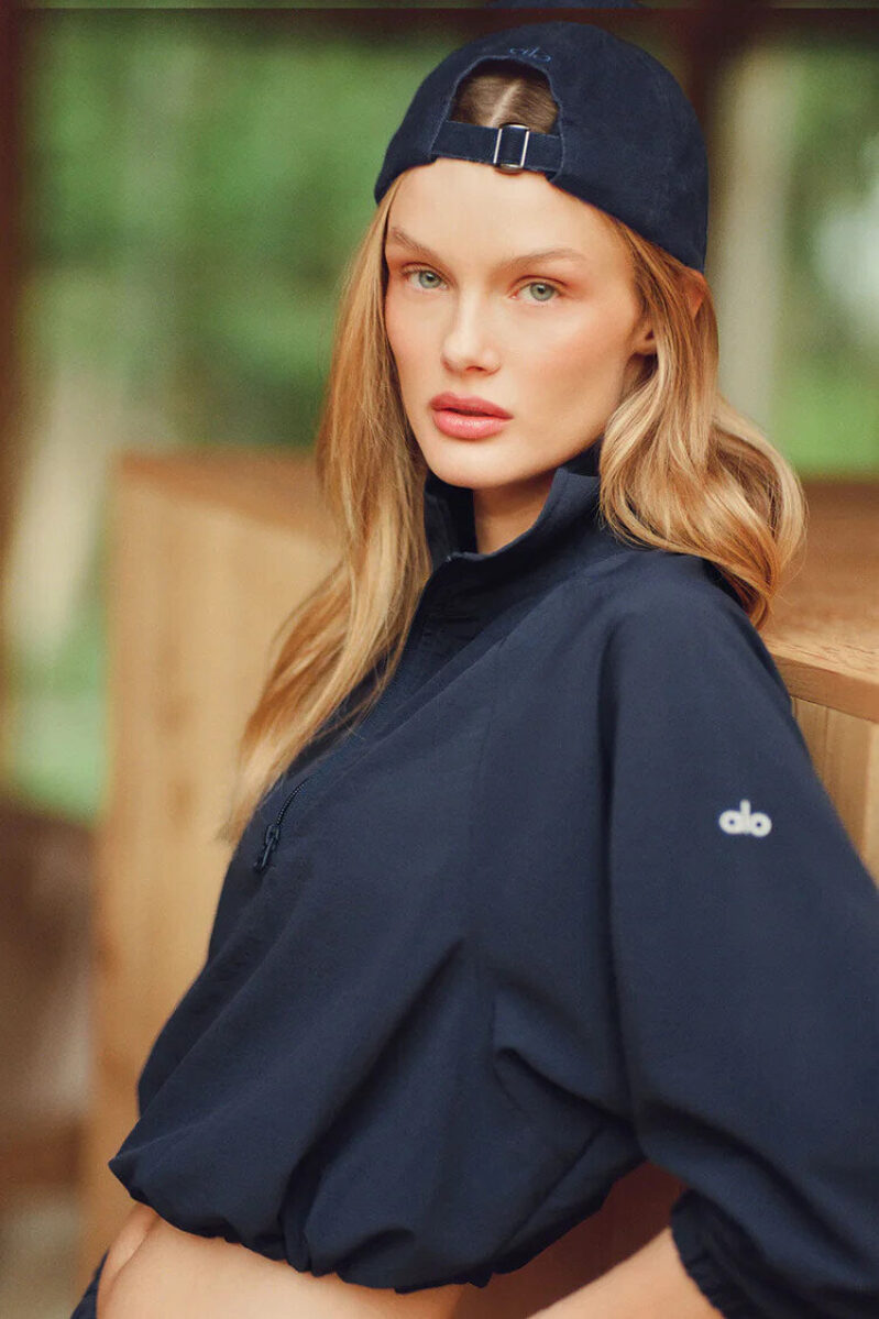 Alo Yoga Cropped 1/4 Zip Alumni Short Sleeve Sweatshirt - $89 After Discount