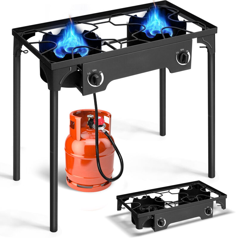 Ktaxon 2 Burner 150000 BTU Cooker Camping Stove Stand Grill