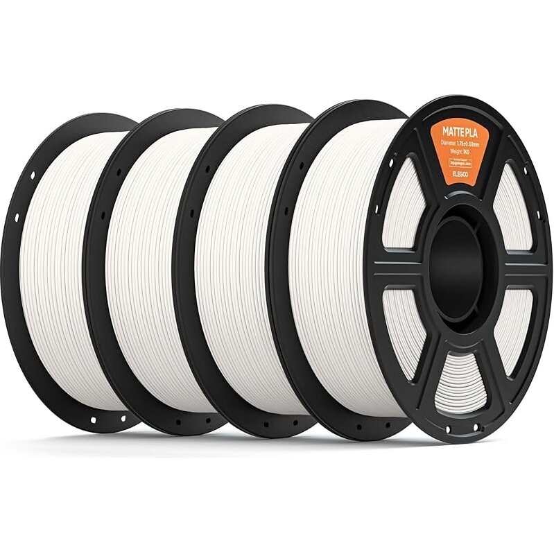 ELEGOO Matte PLA Filament 1.75mm White 4KG - Premium 3D Printing Material