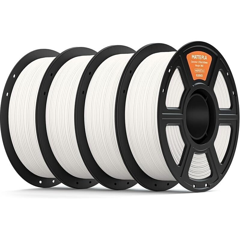 ELEGOO Matte PLA Filament 1.75mm White 4KG - Premium 3D Printing Material