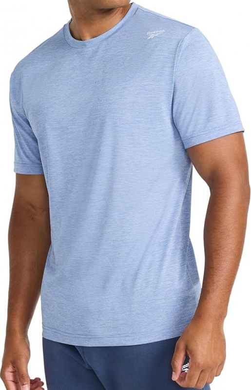Reebok Men's Small Logo Short Sleeve Crewneck T-Shirt - Breathable Lightweight Stretch Knit Fabric