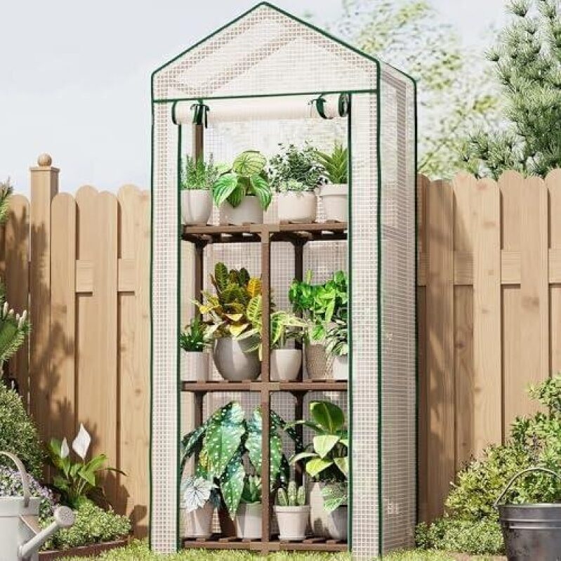 Portable Eucalyptus Frame Mini Greenhouse with PE Cover - 30% Off