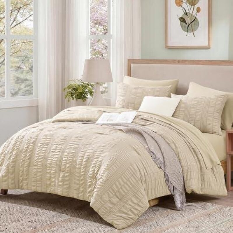 7-Piece Full/Queen Size Bubble Chiffon Bedding Set - 64% OFF