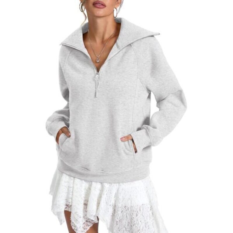 Oversized Zip-Up Hoodie with Cozy Terry Lining