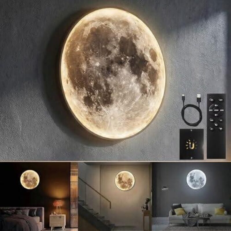 Adjustable 12-Inch Moonlight Wall Lamp with Remote Control and RGB Lighting - 50% OFF