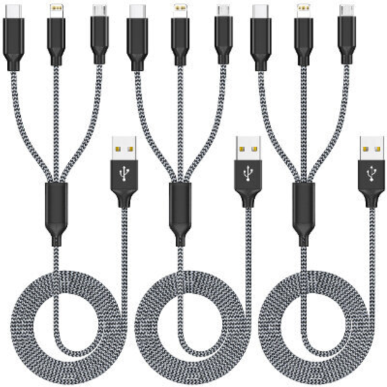 Xnewcable Triple Charging Cables 4ft, 3-Pack