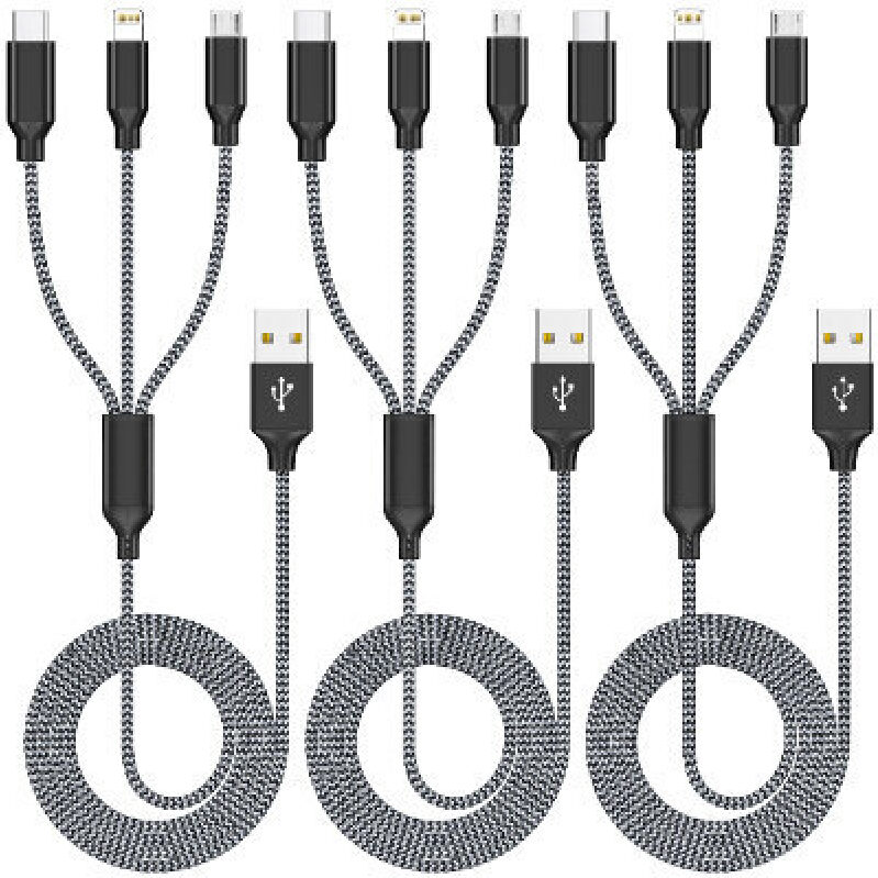 Xnewcable Triple Charging Cables 4ft, 3-Pack