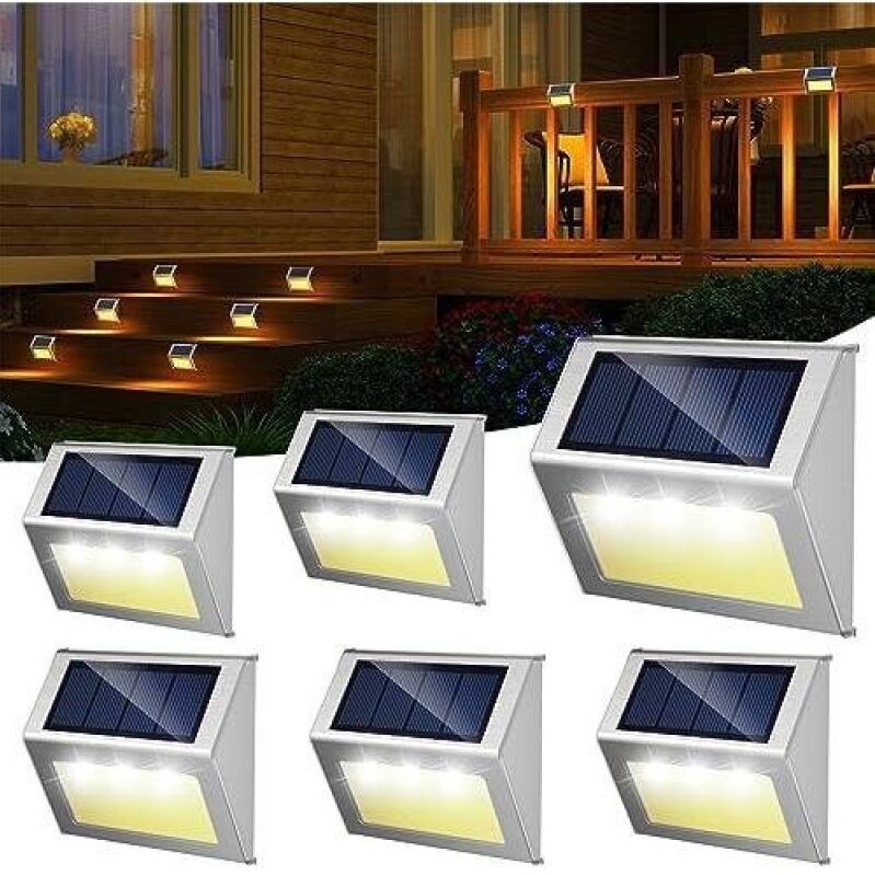 Outdoor Waterproof Solar Fence Lights - Warm Glow - 6 Pack