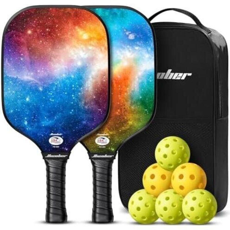 Jumber USAPA Certified Fiberglass Pickleball Paddles Set with 6 Balls - 50% Discount