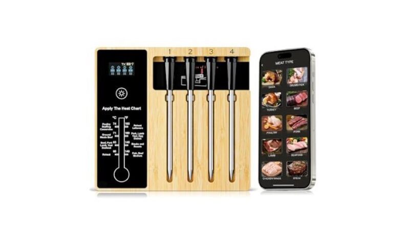 Smart Wireless Meat Thermometer 4 Probes for BBQ, Grill, Smoker