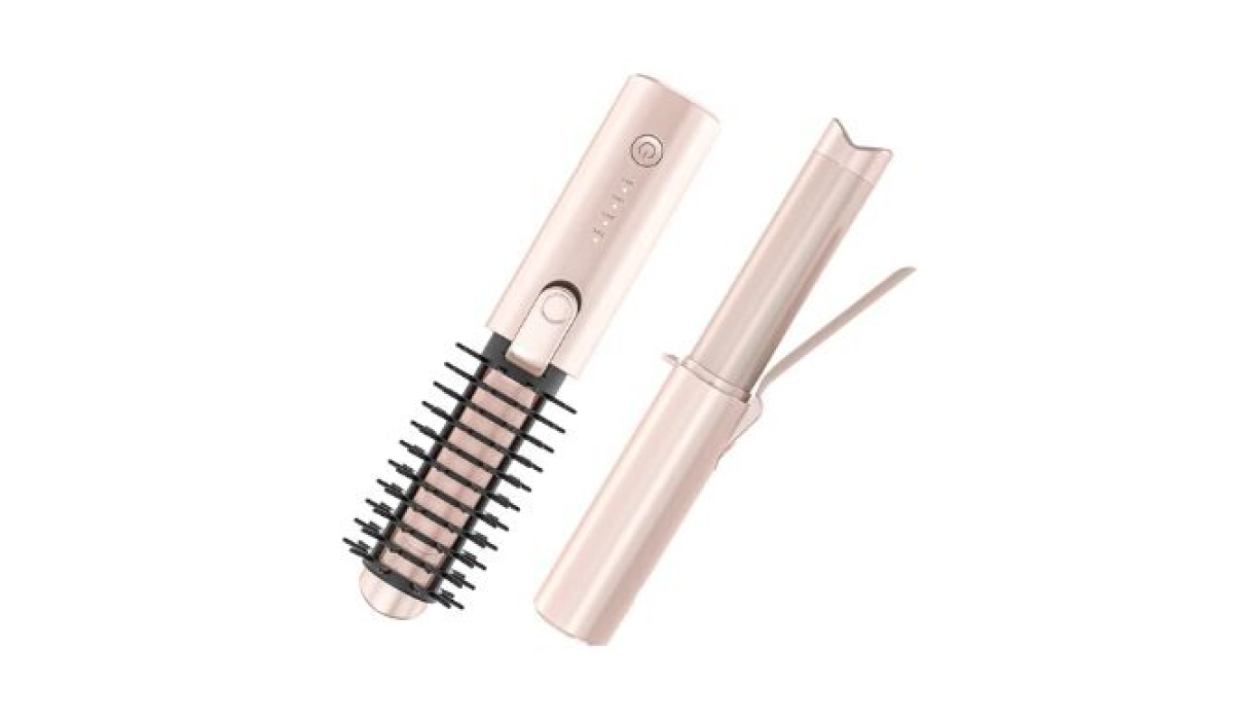Youbella Cordless Hair Curling Iron Brush - Portable Travel Hair Curler