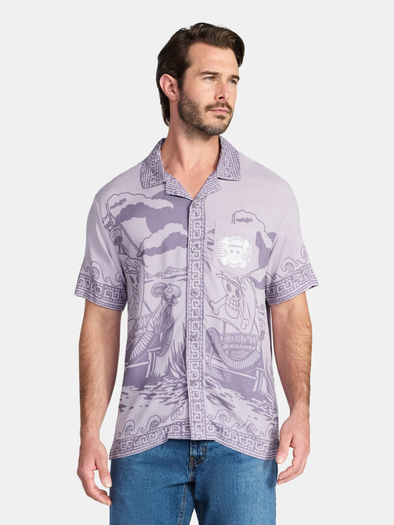 One Piece Men's Graphic Button Up Shirt - Perfect for Anime Fans