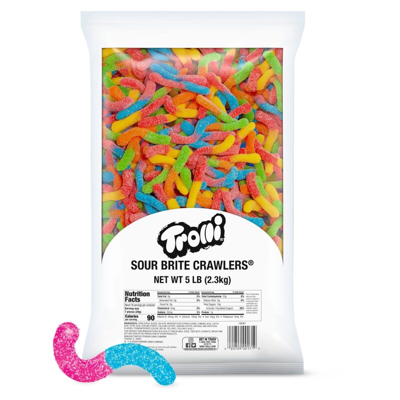 Bulk Pack of Trolli Sour Brite Crawlers Candy - 5lb