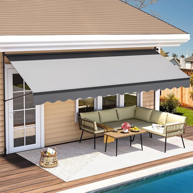 Yitahome 157-inch Manual Retractable Awning - Durable Outdoor Shade