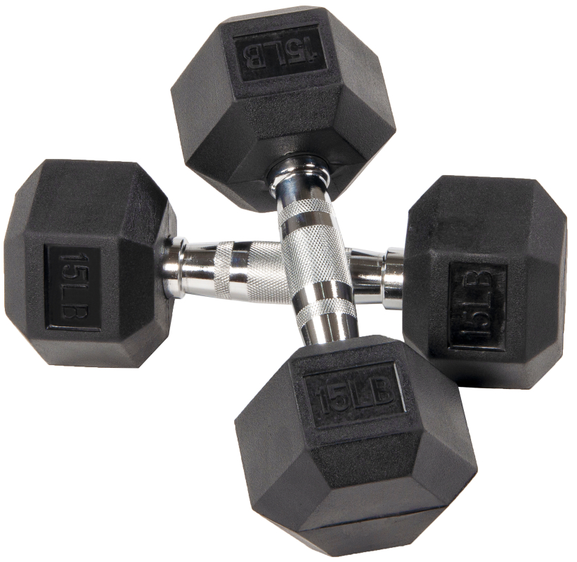 BalanceFrom Rubber Encased Hex Dumbbells, 15 lbs Pair