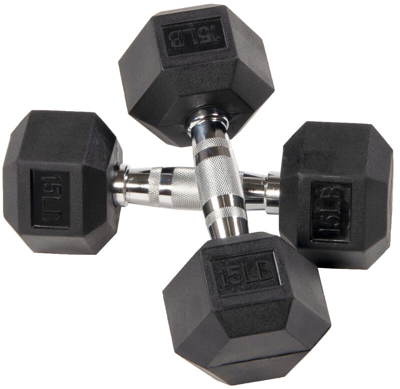 BalanceFrom Rubber Encased Hex Dumbbells, 15 lbs Pair