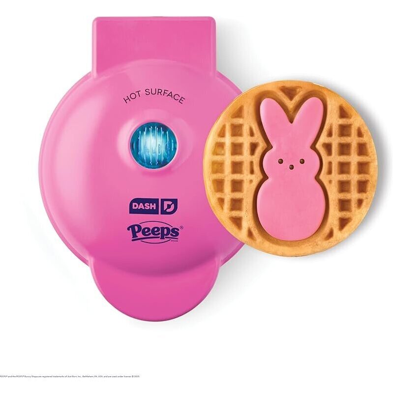 Dash & Peeps Mini Waffle Maker, Pink Bunny - Perfect for Easter Celebrations