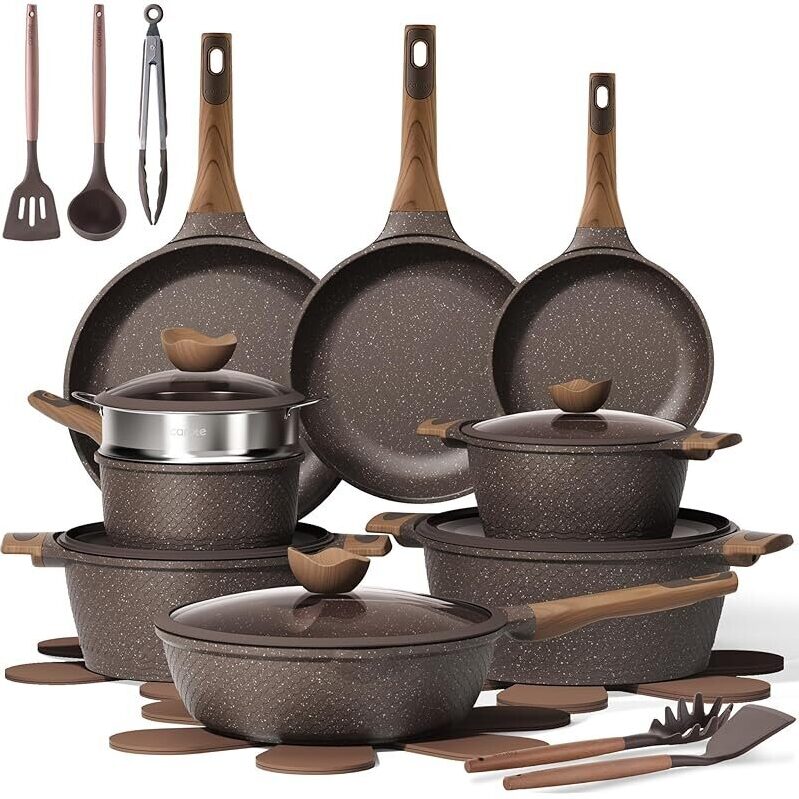 26PCS CAROTE Nonstick Cookware Set with Granite Material - Safe and Healthy Cooking