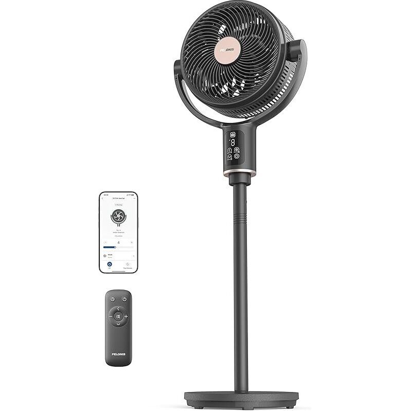 PELONIS Smart Pedestal Fan with Remote - Triple-Acceleration Technology