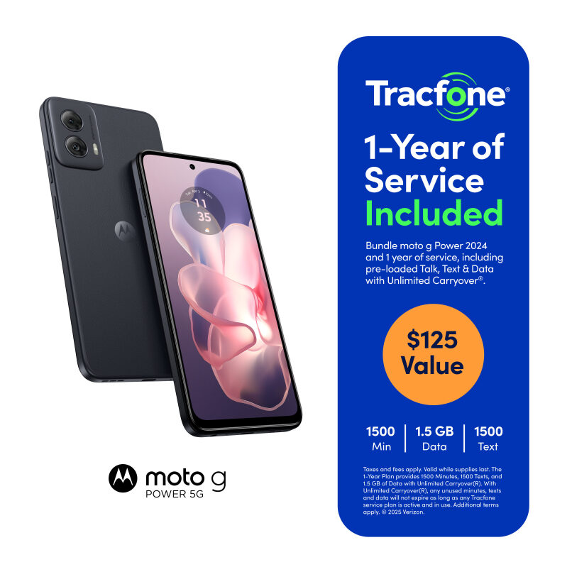 Tracfone Motorola Moto G Power 2024 128GB 5G Smartphone with 1-Year Plan