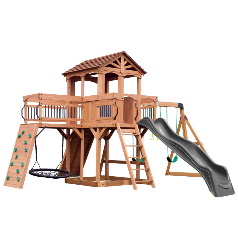 Sterling Point Cedar Wood Swing Set with Slide - Ultimate Outdoor Playset