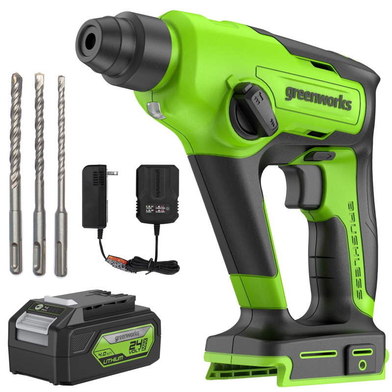 Greenworks 24V Cordless SDS 1.2J Heavy Duty Rotary Hammer Drill