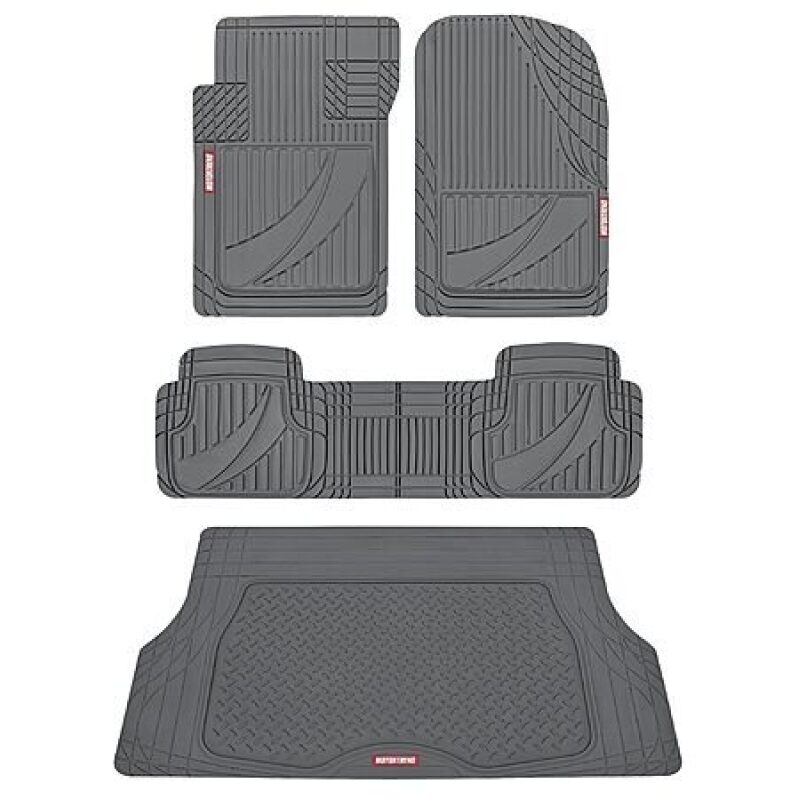 Motor Trend FlexTough Rubber Car Floor Mats & Cargo Liner Full Set (Gray) - Durable, All-Weather Protection