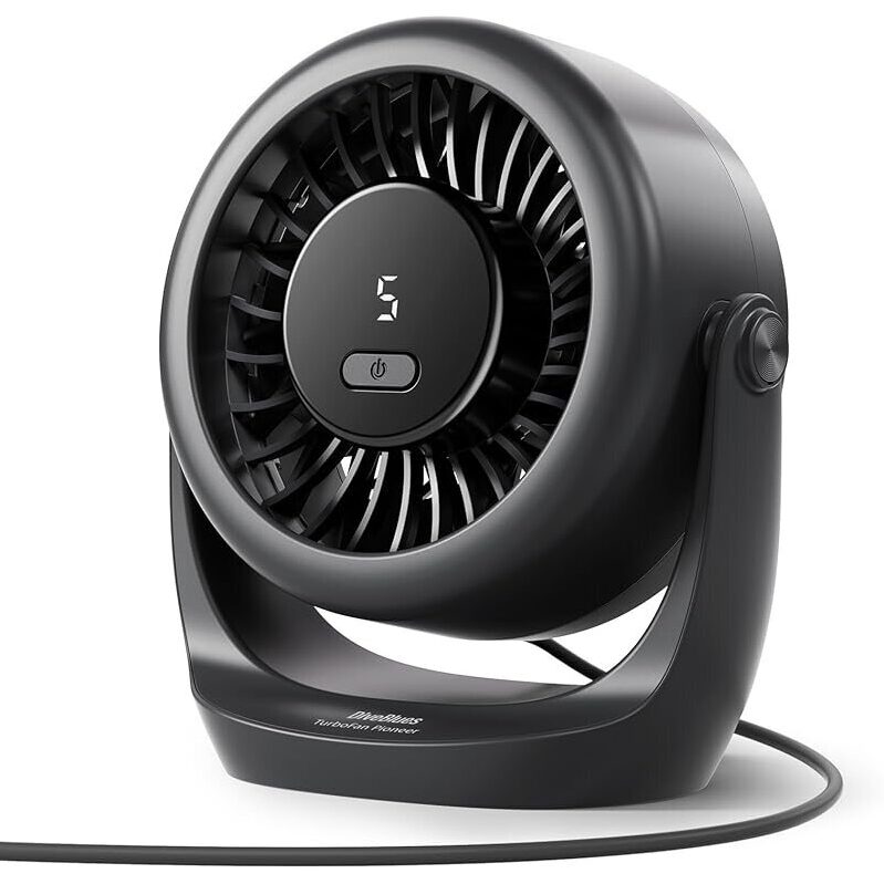 USB Desk Turbo Fan 5 Speed - Ultra-Quiet Comfort for Work & Sleep