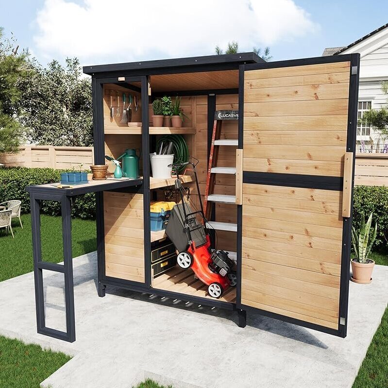 Jocisland Solid Fir Wood Outdoor Storage Shed - Perfect for Backyard