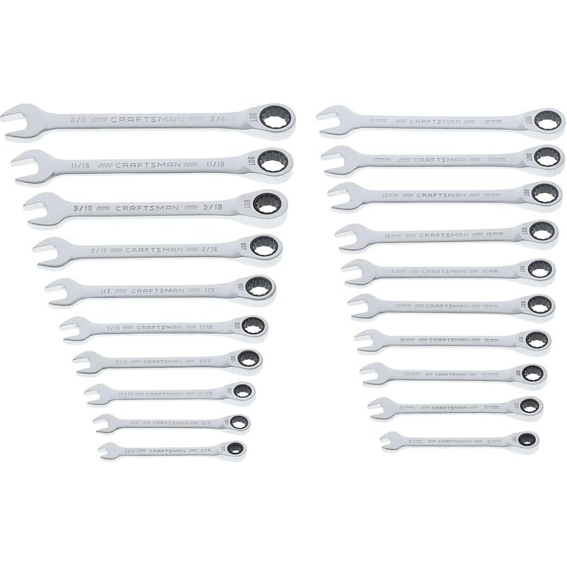 CRAFTSMAN 20 Piece Ratcheting Combination Wrench Set - Reliable and Durable Tools for Any Job
