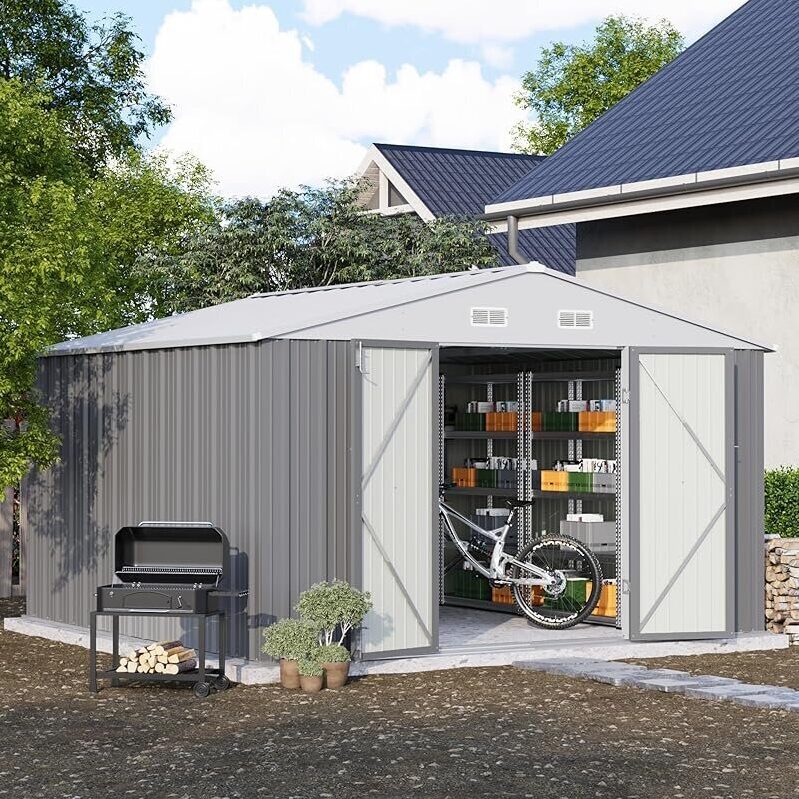 10ft x 10ft Metal Storage Shed for Outdoor - Durable Tool Shed