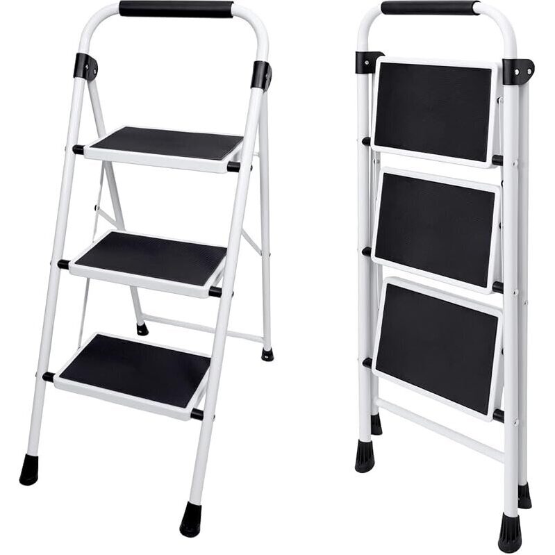 DUMOS 3 Step Ladder - Space-Saving, Durable, and Easy to Carry