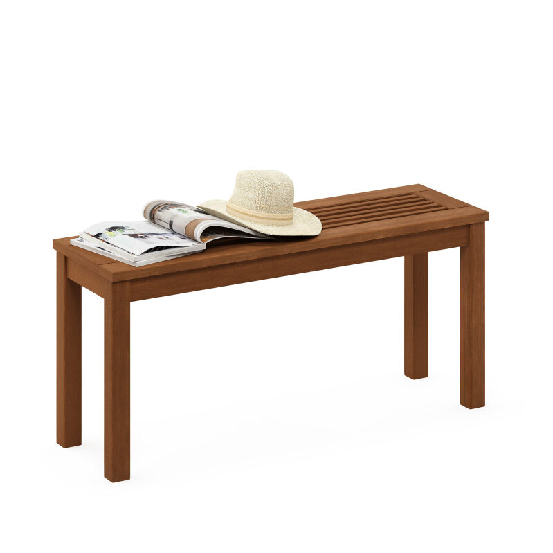 Furinno TIOMAN Outdoor Bench with Backless in Light Wood - Durable Patio Seating