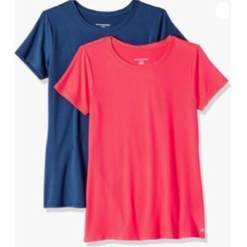 Amazon Essentials Women's 2-Pack Quick-Dry Stretch Short Sleeve Crewneck T-Shirts