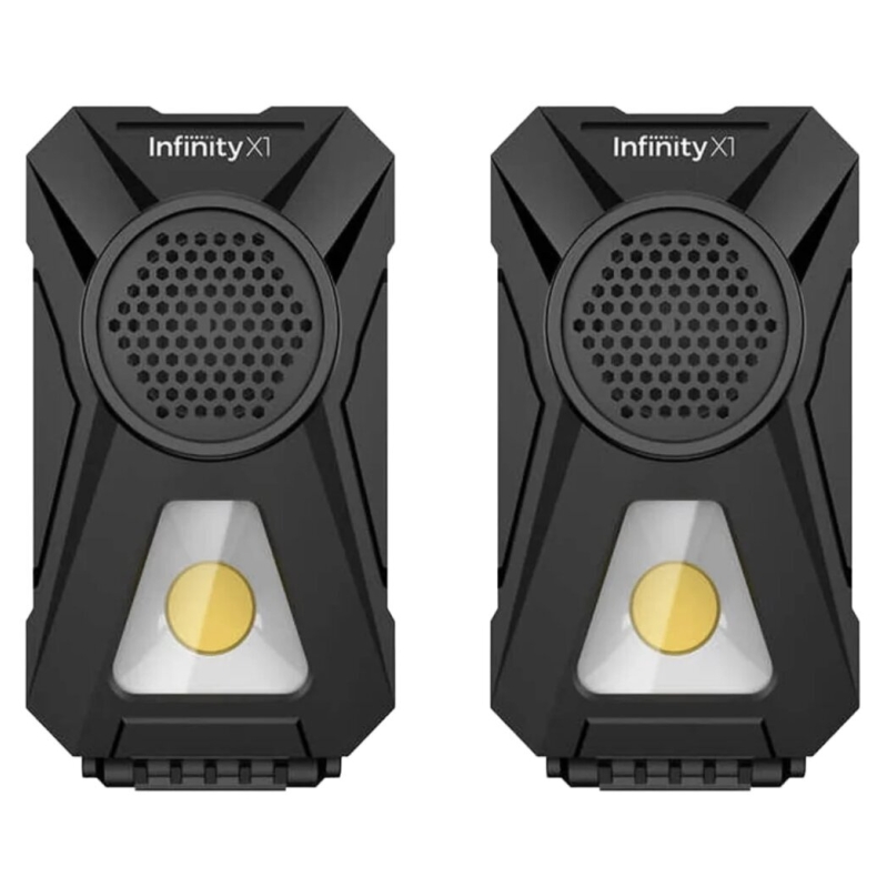 2-pack Infinity X1 rechargeable Bluetooth LED worklight speakers for $20