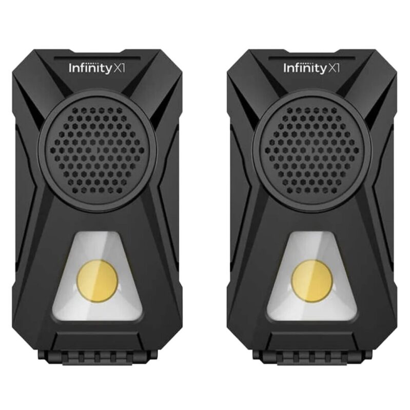 2-pack Infinity X1 rechargeable Bluetooth LED worklight speakers for $20