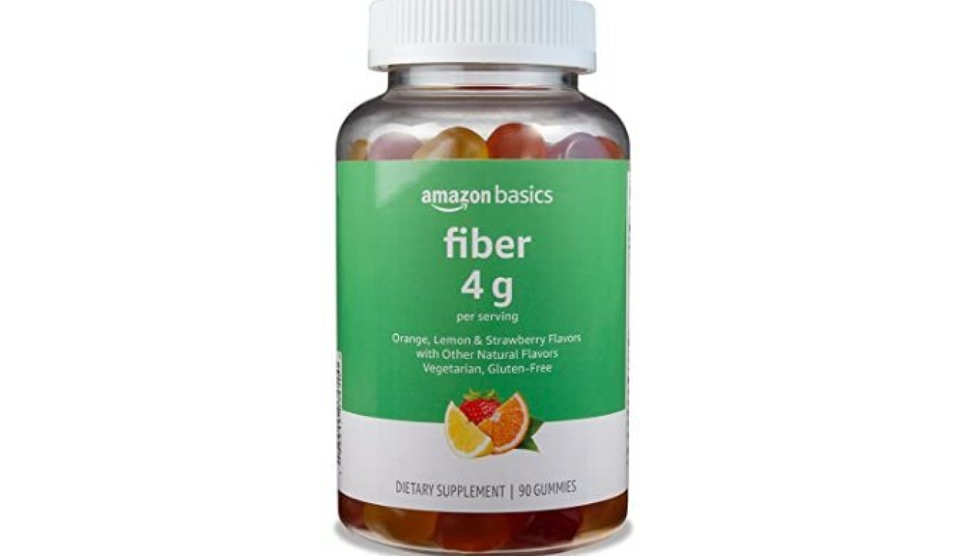 Amazon Basics Soft Fiber Gummies for Digestive Health - Orange, Lemon & Strawberry Flavors