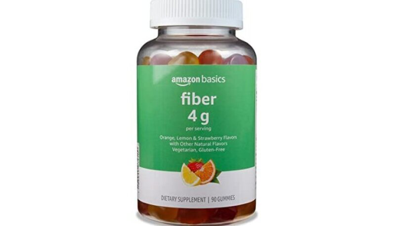 Amazon Basics Soft Fiber Gummies for Digestive Health - Orange, Lemon & Strawberry Flavors