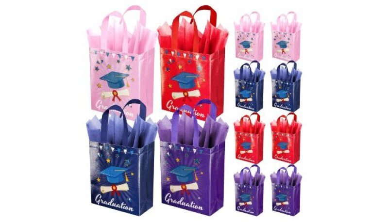 Bulk 12 Pack Medium Graduation Gift Bags with Tissue Paper - Perfect for Class of 2026
