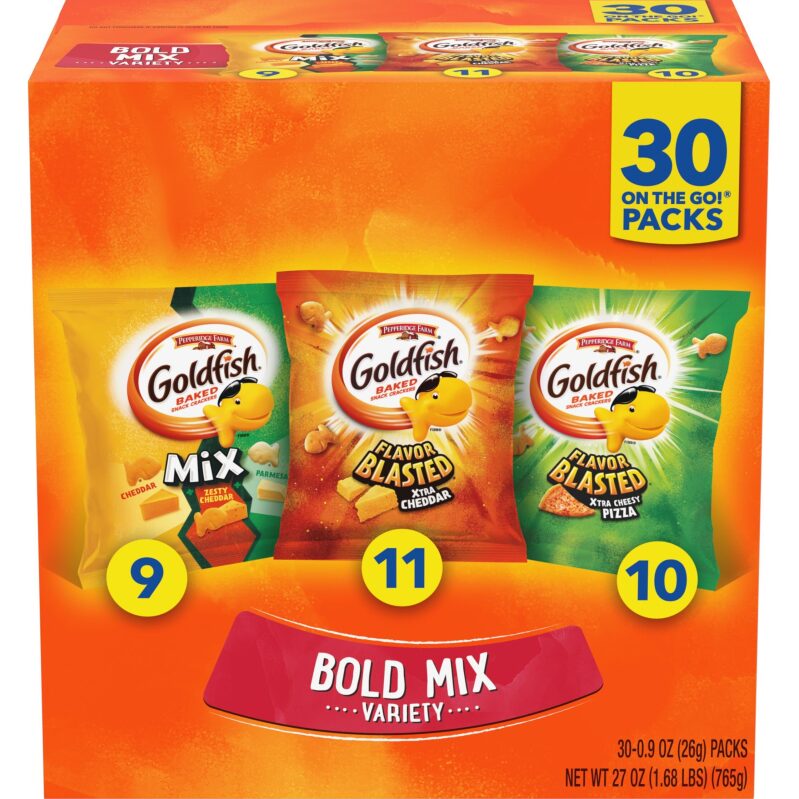 30-Pack Goldfish Bold Mix Variety Pack Snack Crackers 1oz