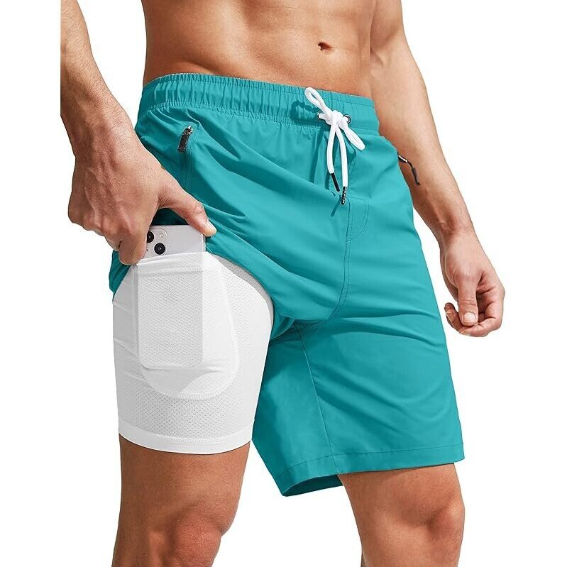 Two in One Mens Swimming Trunks with Compression Liner
