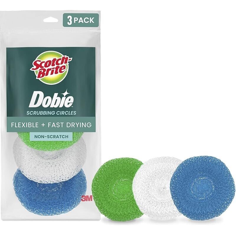 3-Pack Scotch-Brite Dobie Non-Scratch Plastic Scrubbing Pads