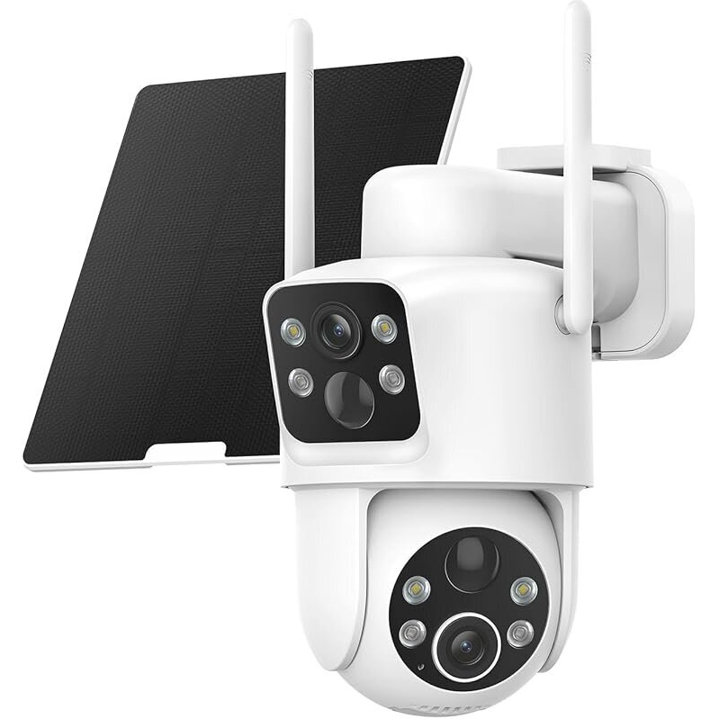 TKENPRO Dual Lens Wireless Outdoor Pan/Tilt Solar Security Camera