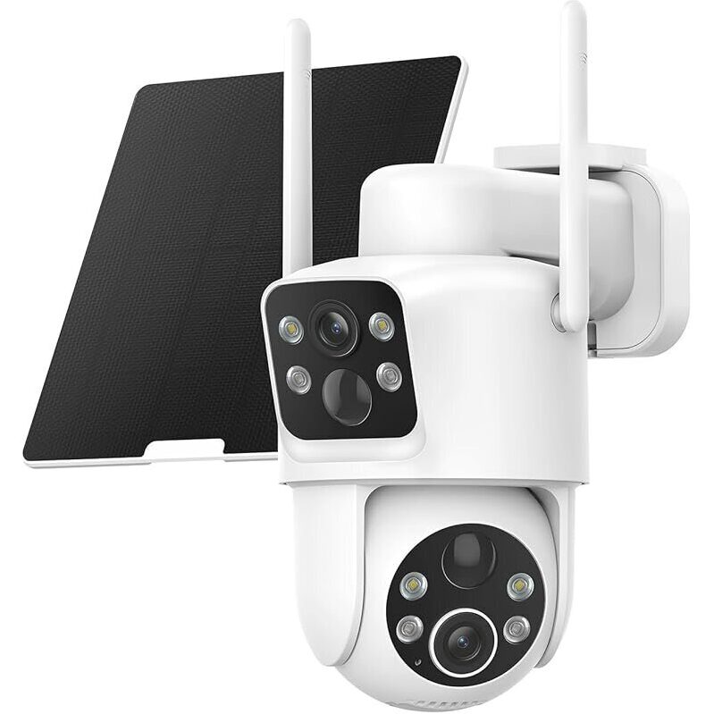 TKENPRO Dual Lens Wireless Outdoor Pan/Tilt Solar Security Camera