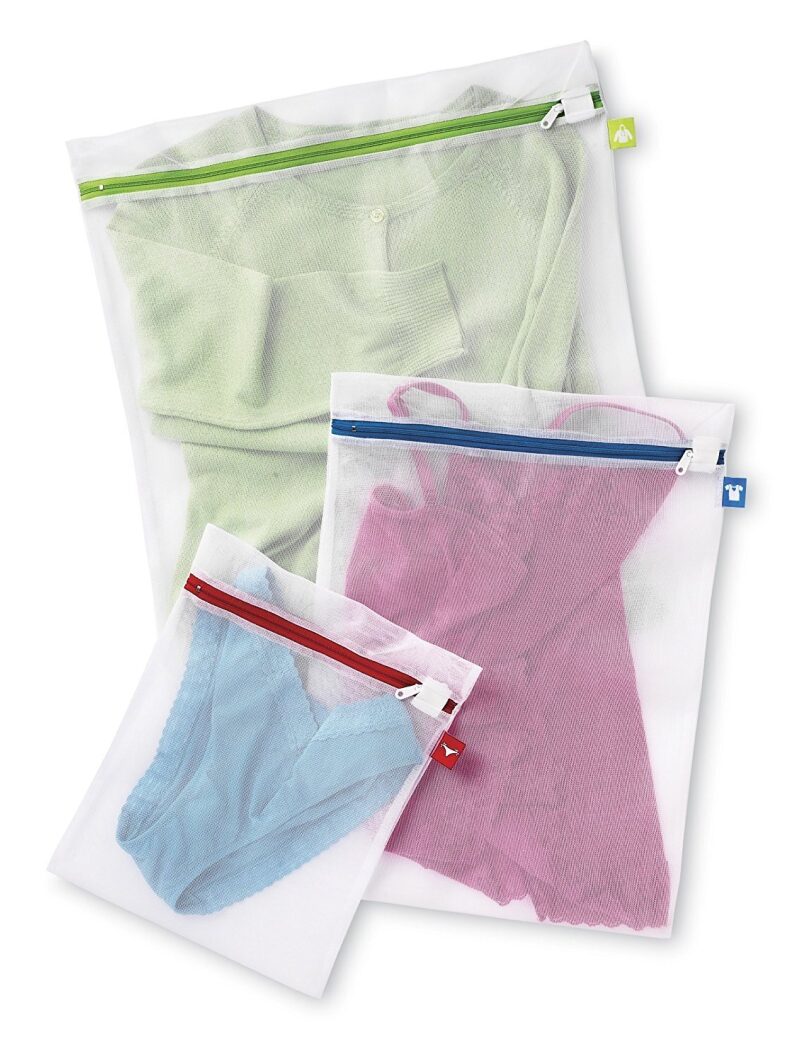 Color Coded Zippered Mesh Wash Bags - 3 Piece Set