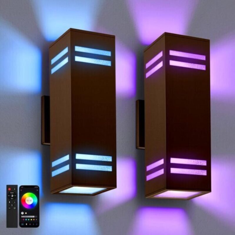 Smart Outdoor Wall Lamps - 2-Pack with Remote Control - 45% Off