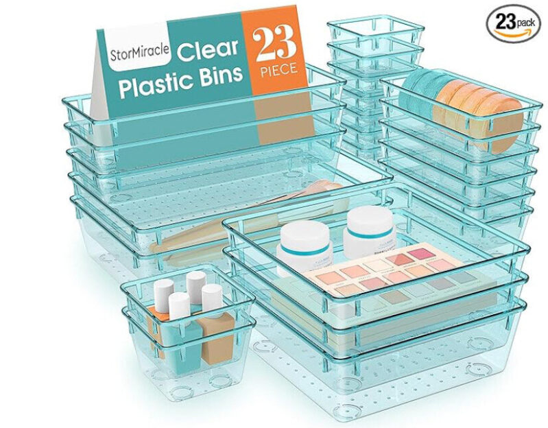 23-Piece Clear Plastic Bins Set - Prime Exclusive