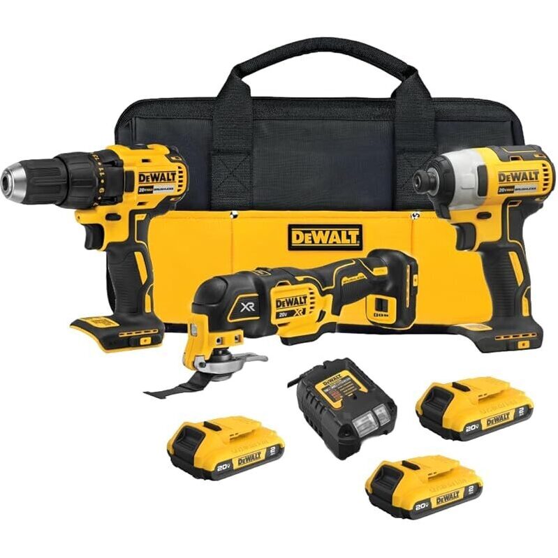 DEWALT 20V MAX 3-Tool Brushless Power Tool Set with Batteries and Charger