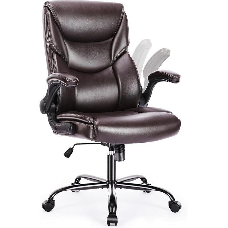 Dumos PU Leather Office Chair with Adjustable Flip-up Armrest - Ultimate Comfort